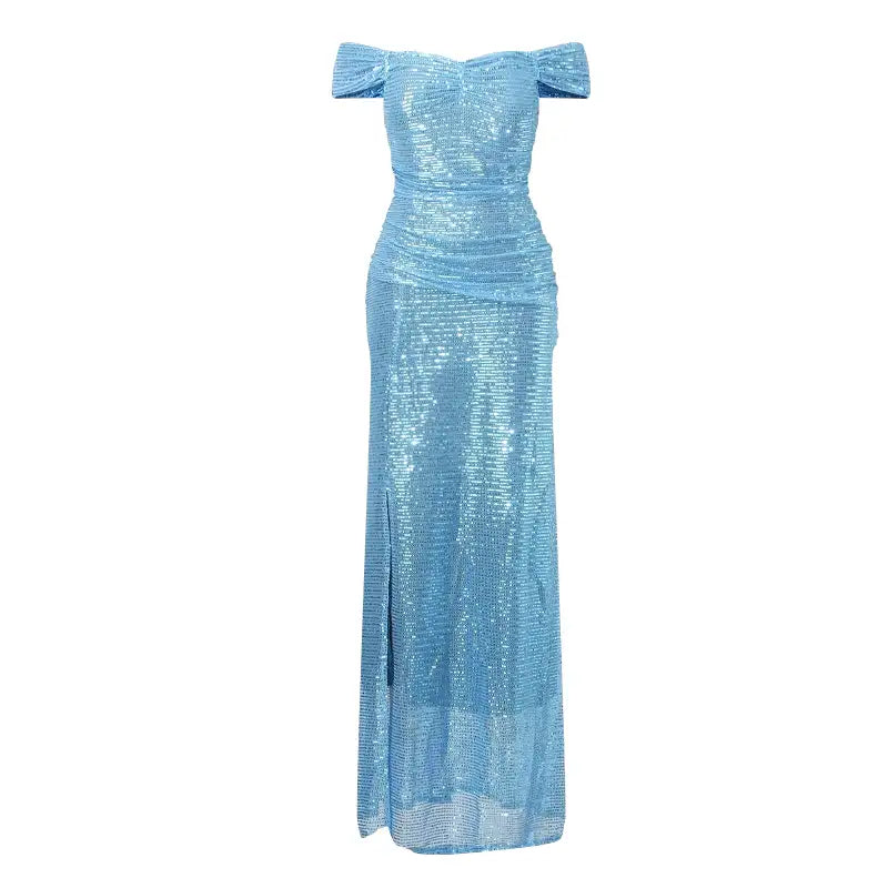 Robe Bleue Saphir à Paillettes