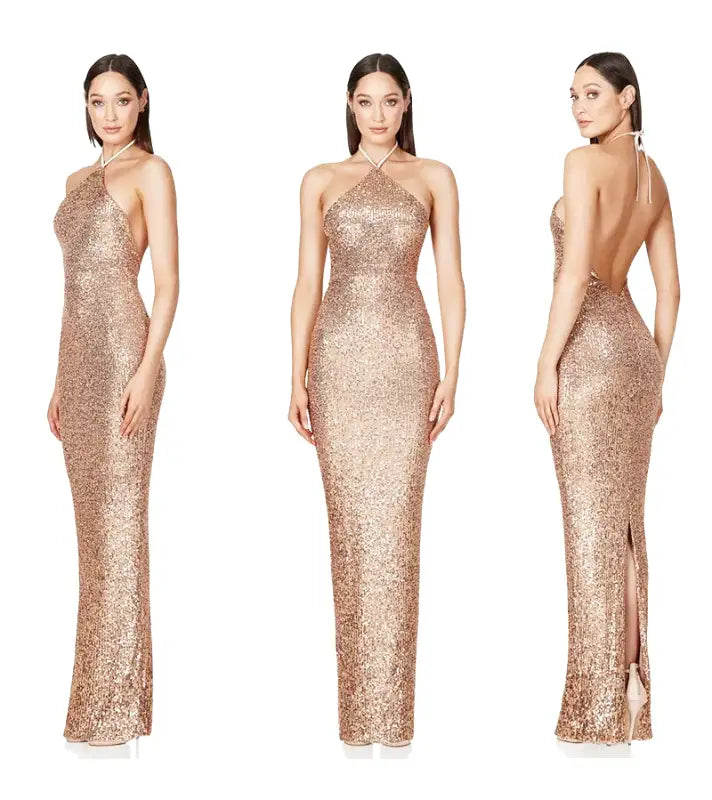 Nuit Étoilée Robe de Soirée Longue à Paillettes