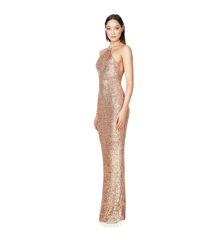 Nuit Étoilée Robe de Soirée Longue à Paillettes