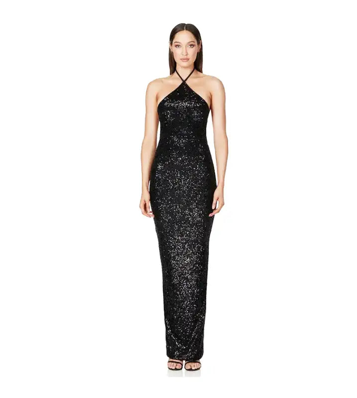 Nuit Étoilée Robe de Soirée Longue à Paillettes